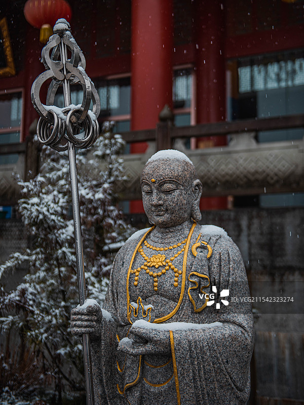 成都天国寺的雪景图片素材
