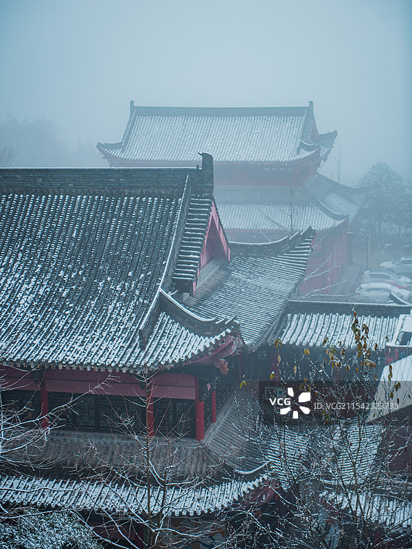 成都天国寺的雪景图片素材