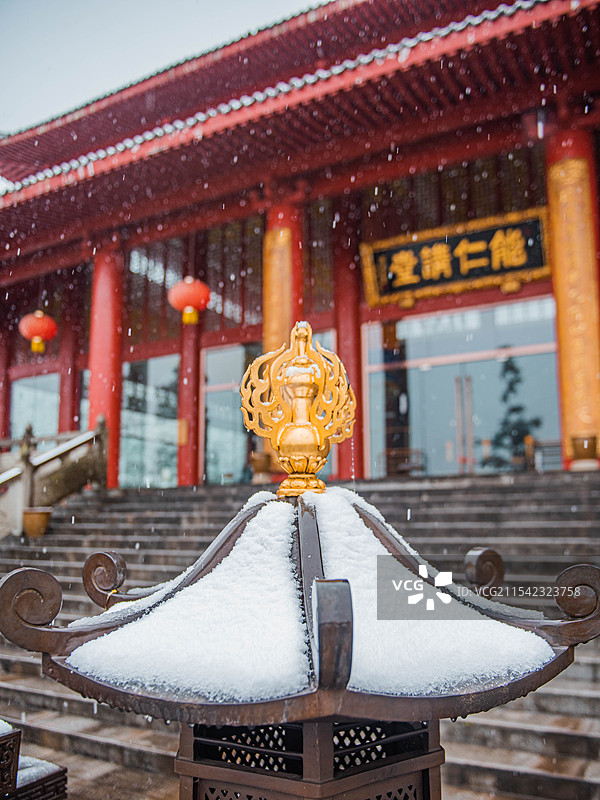 成都天国寺的雪景图片素材