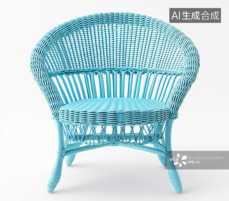 【AI数字艺术】蓝色藤编休闲椅图片素材