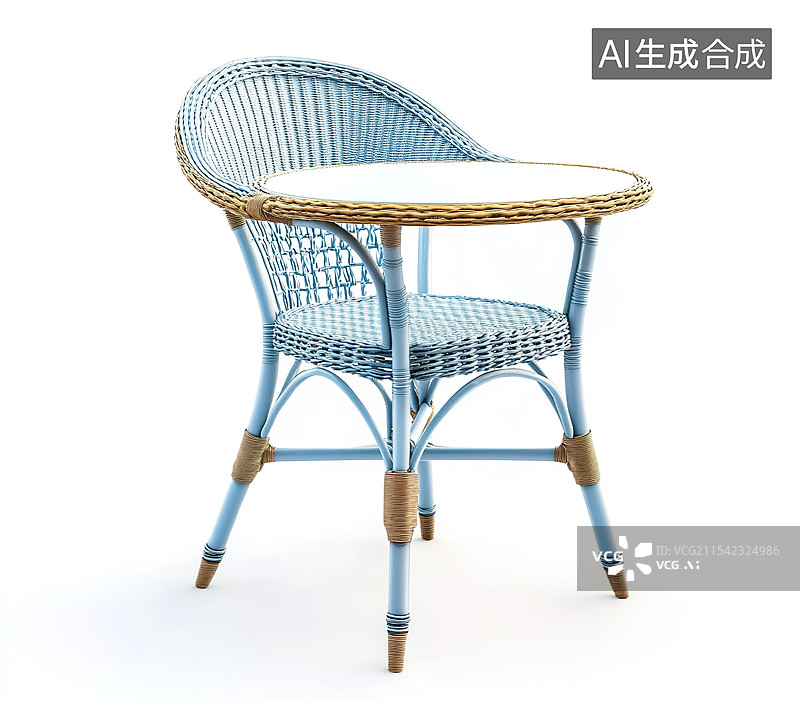 【AI数字艺术】蓝色藤编休闲椅图片素材