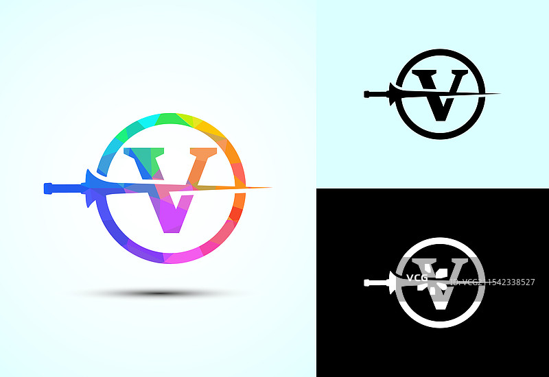 创意的长矛与字母V图片素材