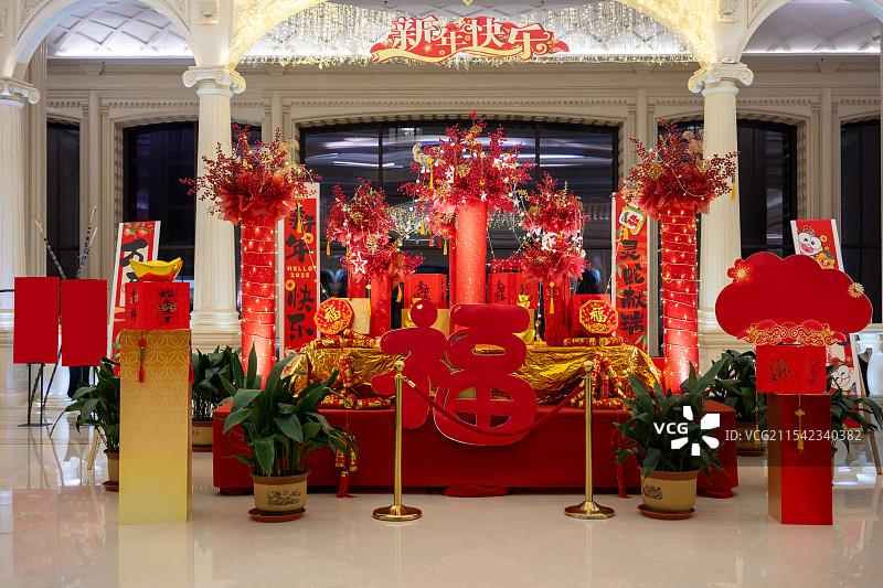 蛇年春节红色喜庆主题布置图片素材