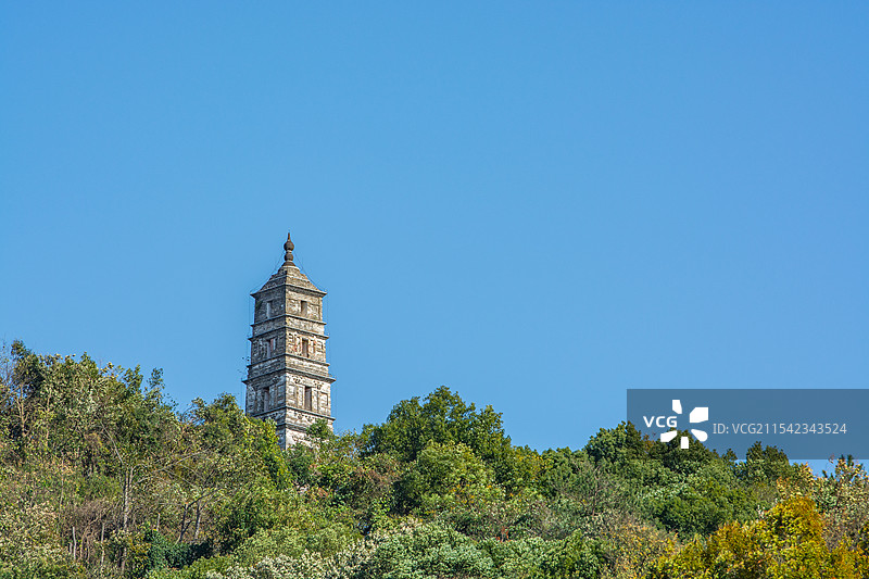 功臣塔 文物古迹 历史遗迹 地标 标志性 临安 古塔 古建筑 功臣山 五代后梁贞明元年 杭州临安区图片素材