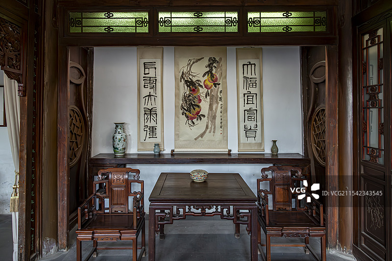 北京齐白石旧居纪念馆建筑内部图片素材