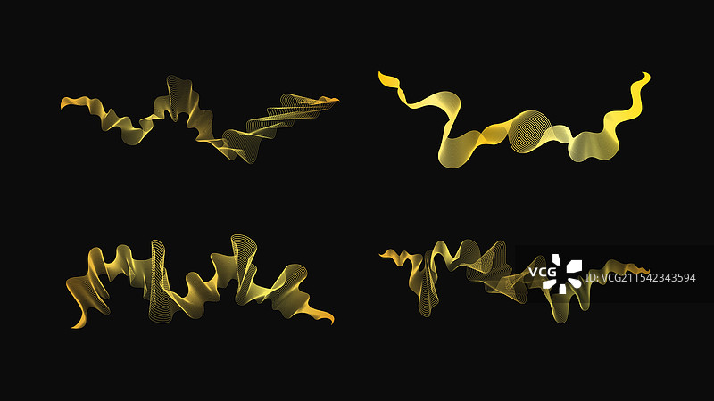 一组奢华金色波浪的抽象背景图片素材