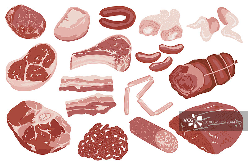 平面设计中的肉类食品元素集合图片素材