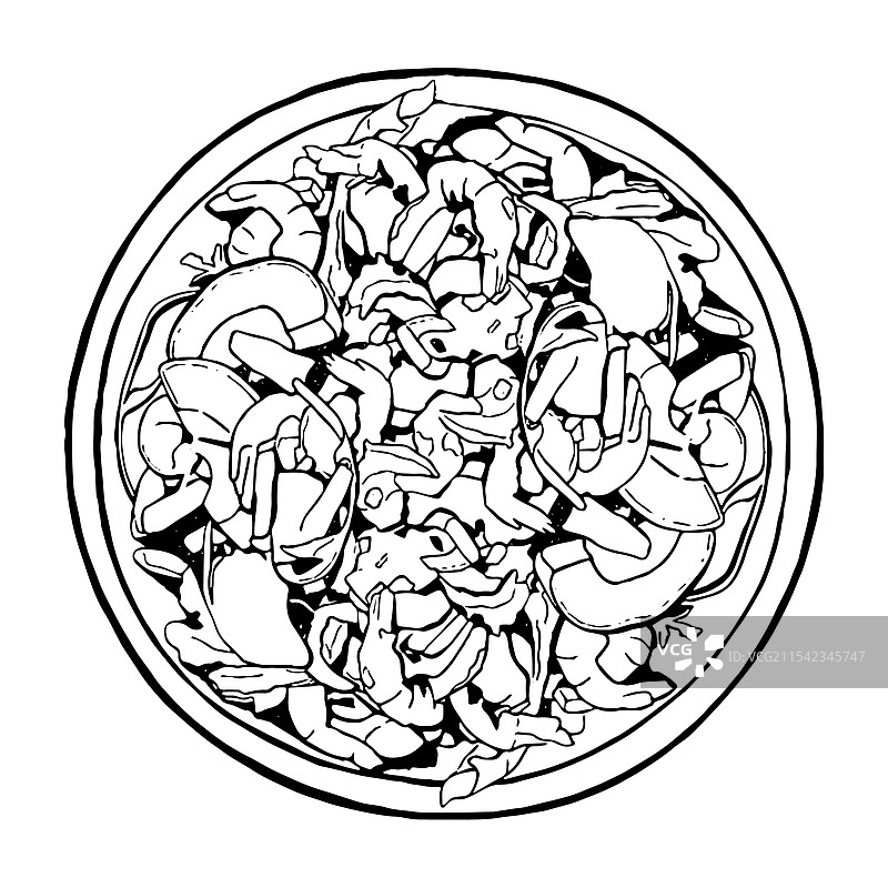 手绘鳄梨沙拉食品素描图片素材