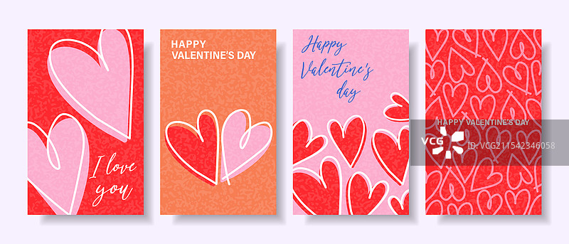 现代设计的创意情人节贺卡套装图片素材