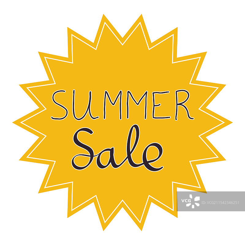 夏季促销徽章，手绘字母设计图片素材