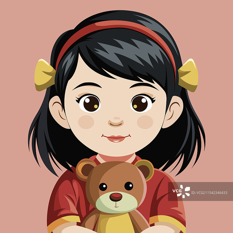 手握泰迪熊的女孩肖像图片素材