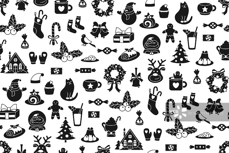圣诞快乐新年无缝图案假日图片素材