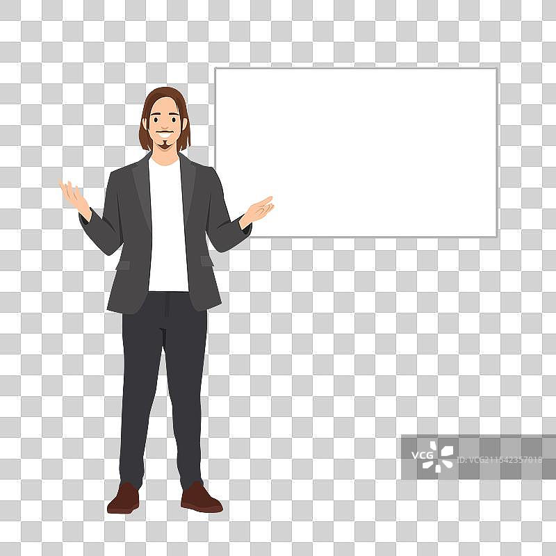 年轻男教师站着讲解图片素材