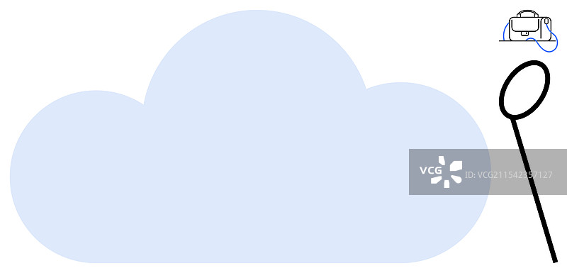 蓝色云朵与放大镜和商业元素图片素材