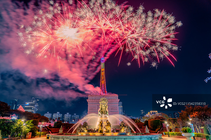 夜晚深圳世界之窗烟花秀图片素材