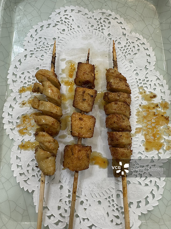 烧烤 烤面筋 烤鱼豆腐图片素材