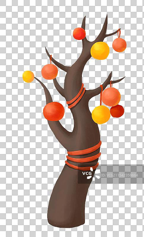 春节插画年俗插画糖果元素糖果货摊 挂着灯笼的树图片素材