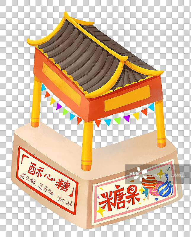 春节插画年俗插画糖果元素糖果货摊 亭子图片素材