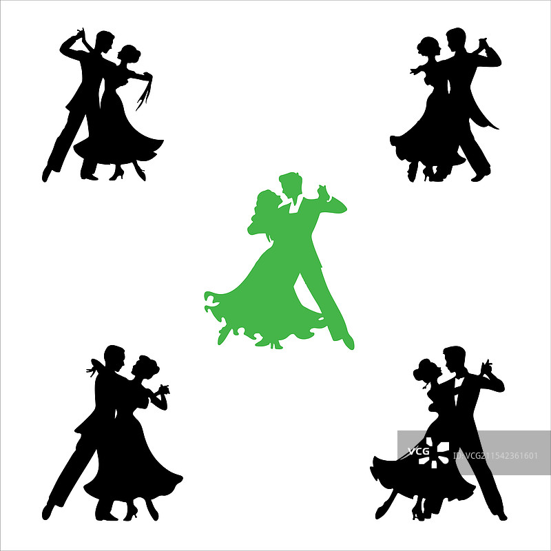 跳舞的男女剪影图片素材