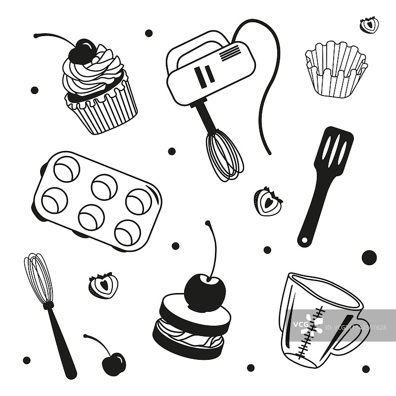 一套蛋糕和糕点工具图片素材