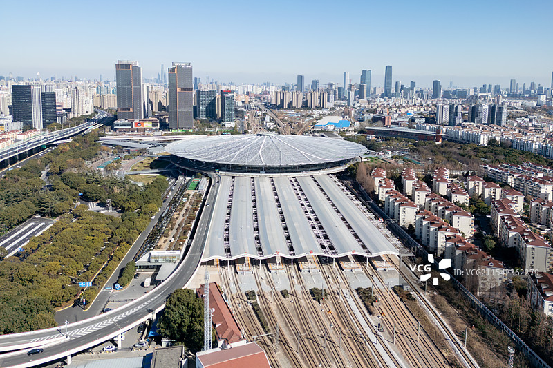 航拍上海南站图片素材