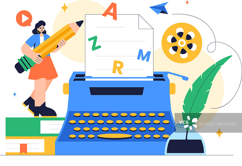 编剧，展示一位专业作家和图片素材