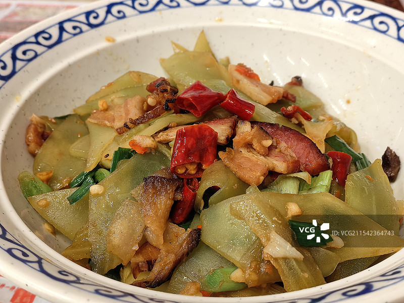 湖南美食莴笋炒腊肉图片素材