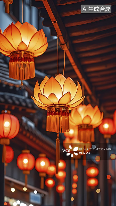 【AI数字艺术】莲花灯图片素材