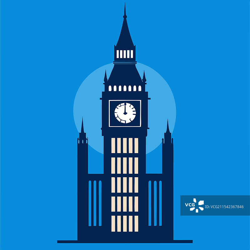 标志性的伦敦大本钟剪影，永恒的象征图片素材