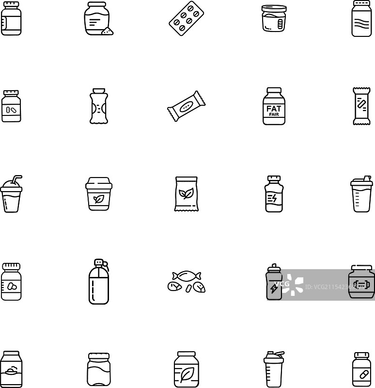 健身补剂 蛋白质奶昔 药丸 能量棒图片素材