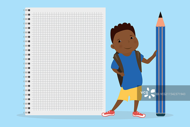 快乐的非裔美国小男孩，背着大书包图片素材