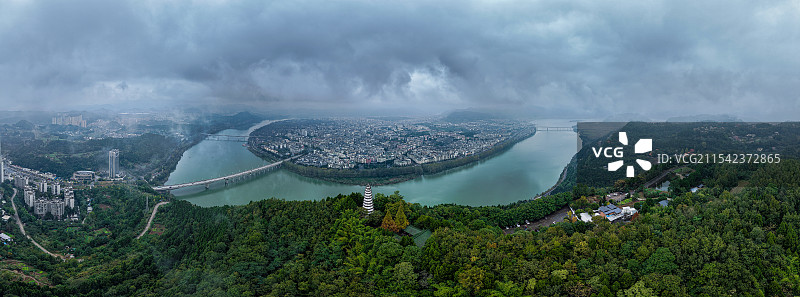 烟雨阆中城图片素材