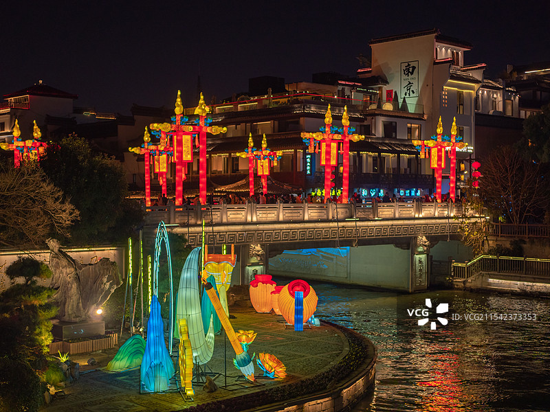 2025年夫子庙秦淮灯会夜景图片素材