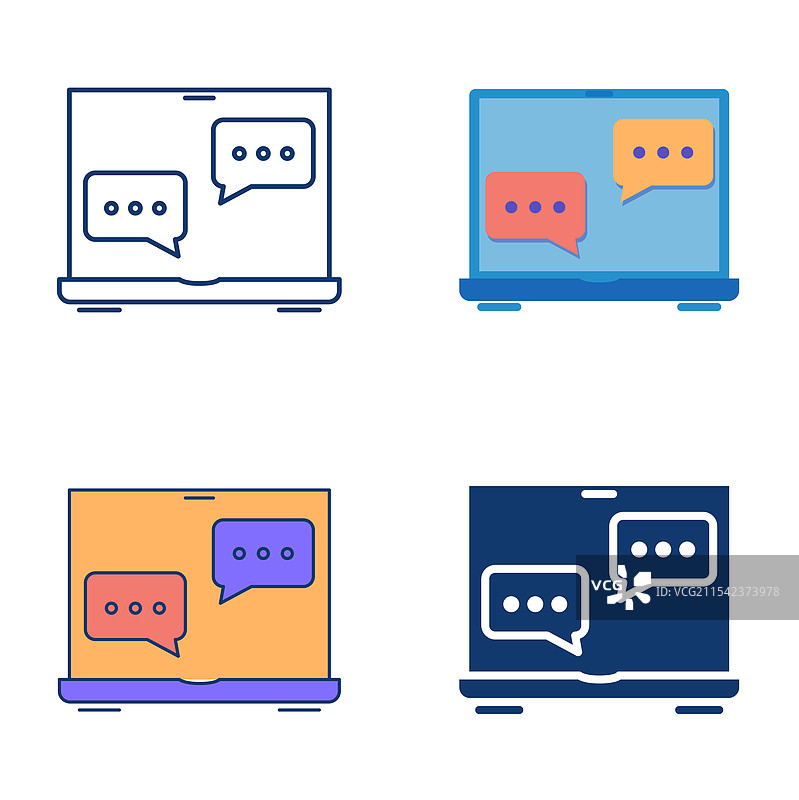 在线聊天笔记本电脑图标集图片素材