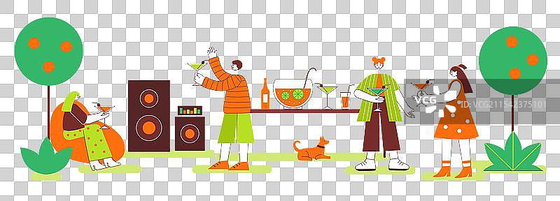 朋友们在公园聚会，欢快地庆祝派对图片素材