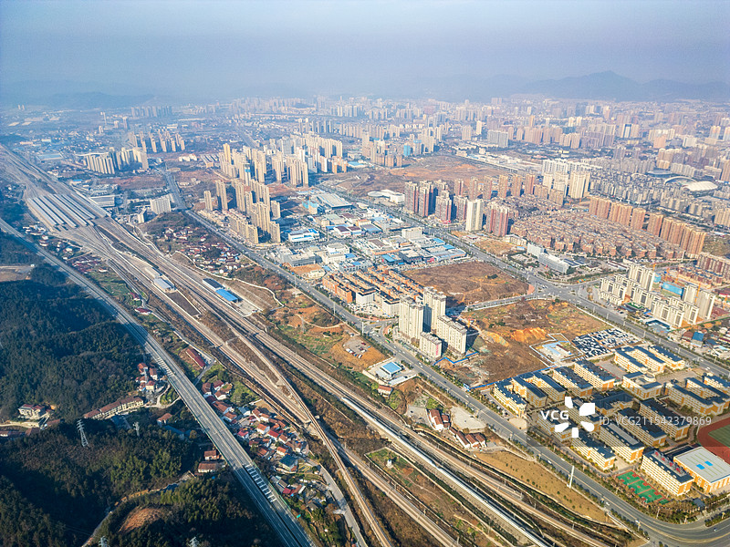 湖南怀化市城南怀化南高铁沿线航拍图片素材