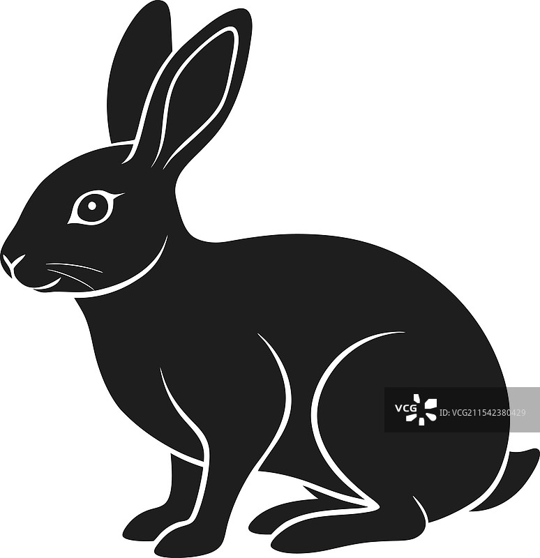 优雅的兔子剪影坐姿图片素材