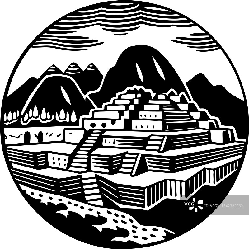 宏伟的马丘比丘剪影设计图片素材