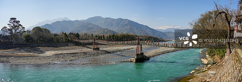 都江堰安澜索桥全景图片素材