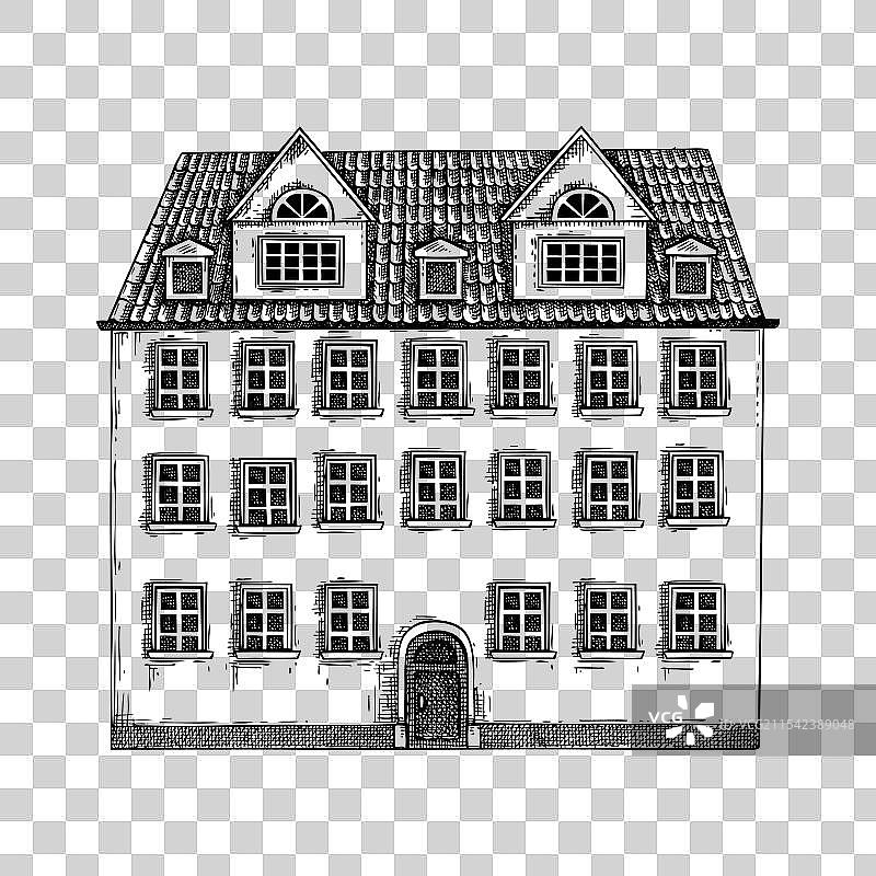 欧洲城市建筑素描传统古老图片素材