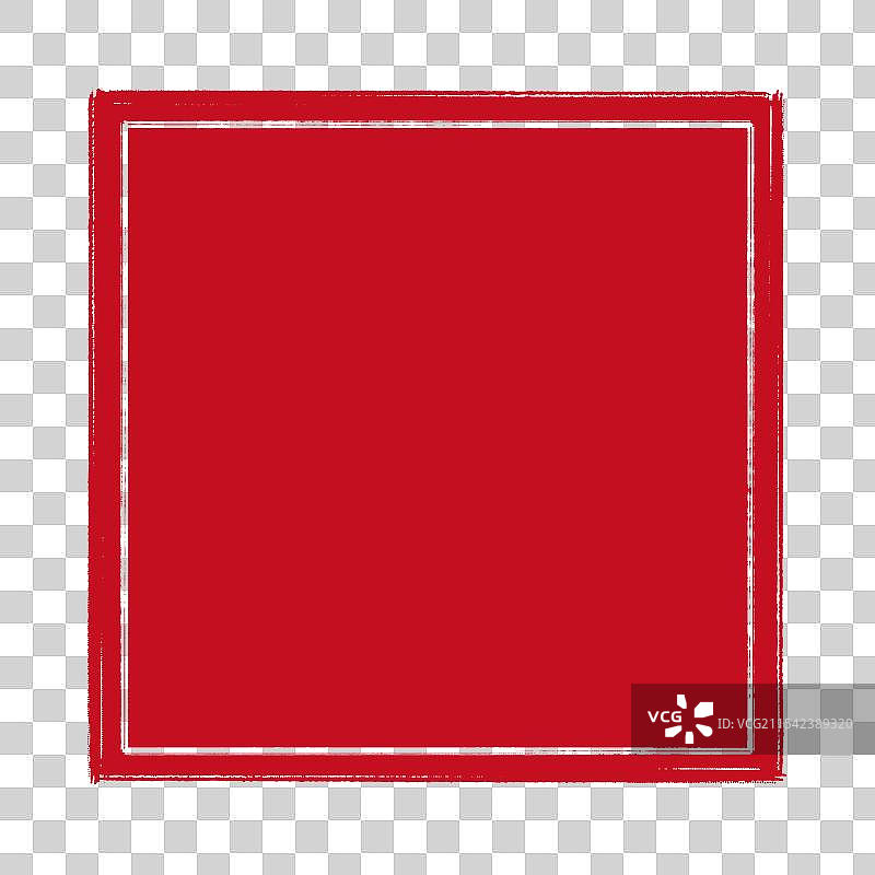 阴刻印章 正方形红色框架 双线边框 无字模板 透明背景免扣元素 中国传统书法设计素材图片素材