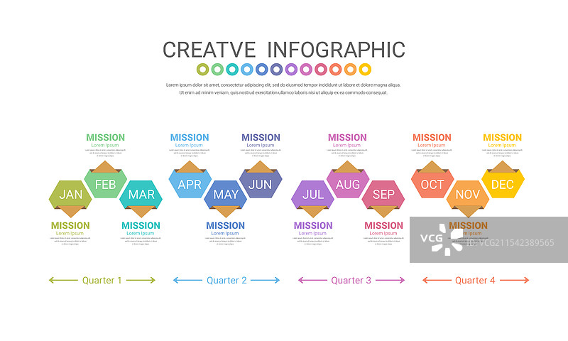 一年日历的时间线，包含12个月。图片素材