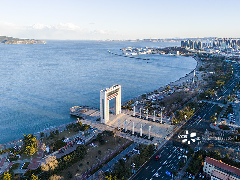 威海幸福门航拍图片素材