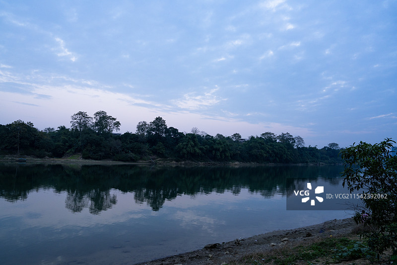 广西隆安县黄昏河流风光图片素材