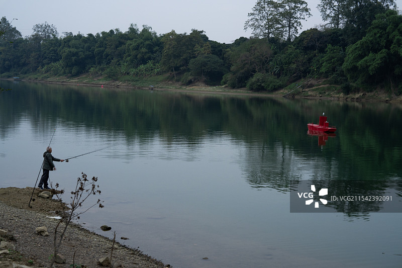 广西隆安县黄昏河流风光图片素材