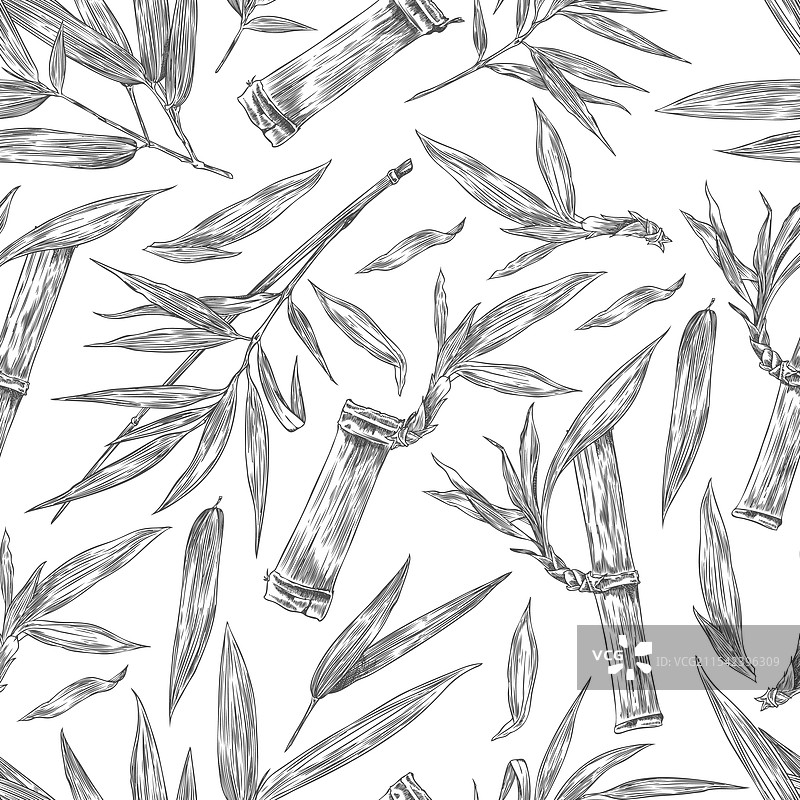 竹子植物雕刻的无缝图案图片素材