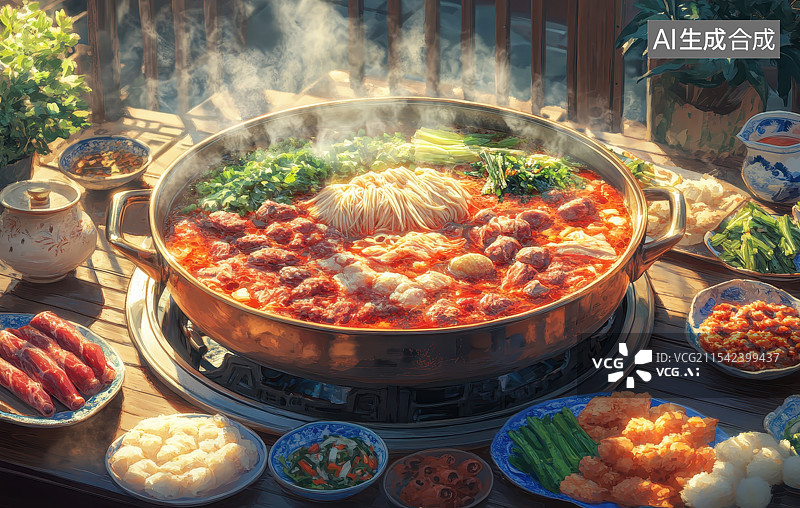 【AI数字艺术】火锅美食漫画风插画图片素材