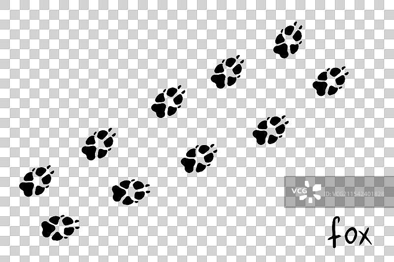 手绘黑色狐狸爪印动物足迹图片素材