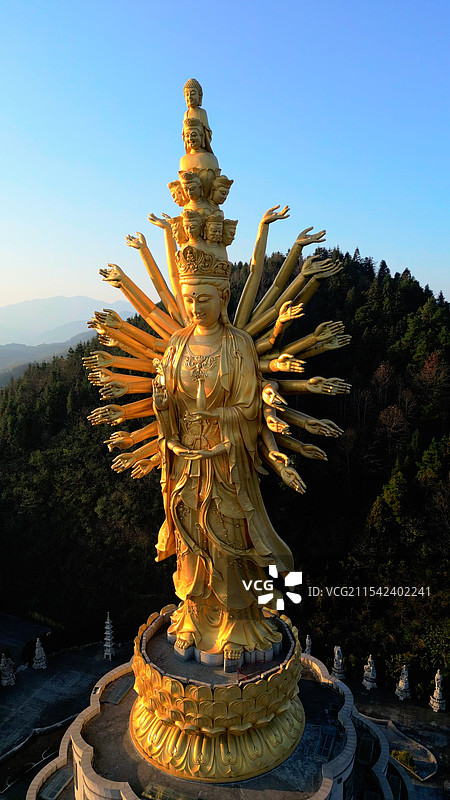 湖南长沙宁乡密印寺千手观音航拍图片素材