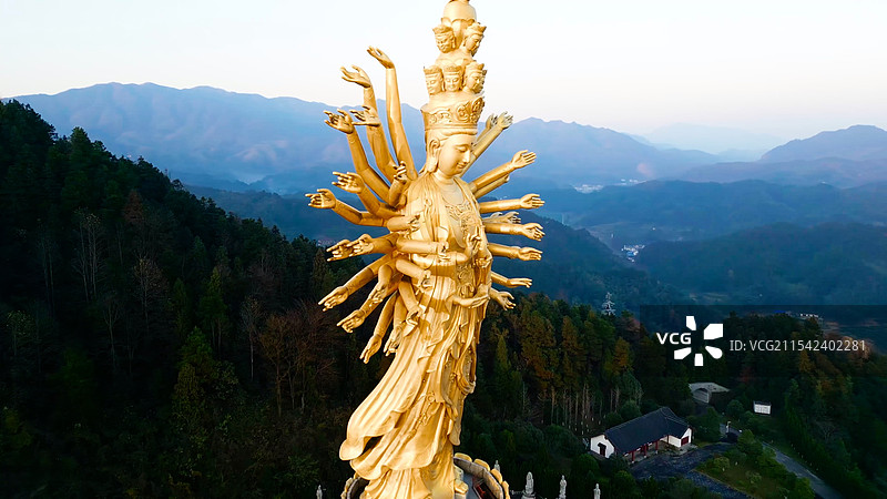 湖南长沙宁乡密印寺千手观音航拍图片素材